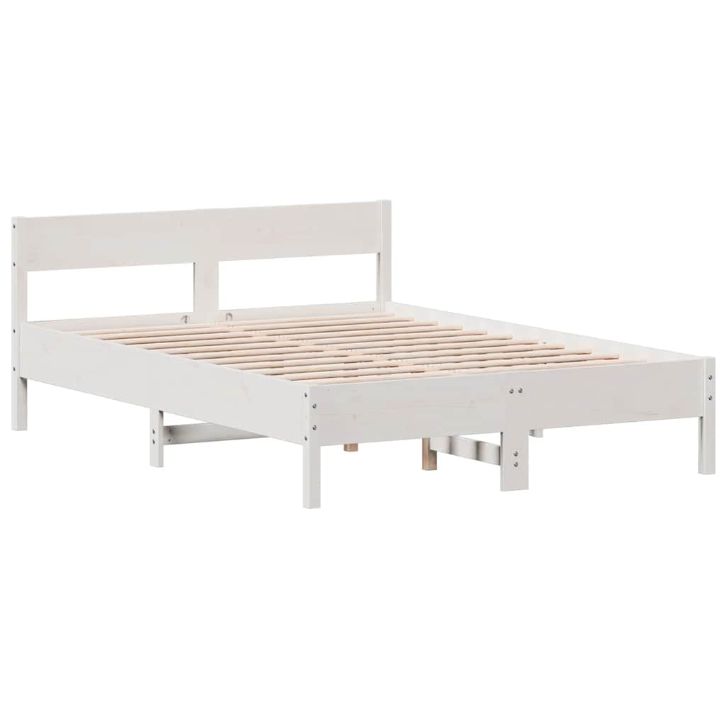 Sängram utan madrass vit 160x200 cm massiv furu