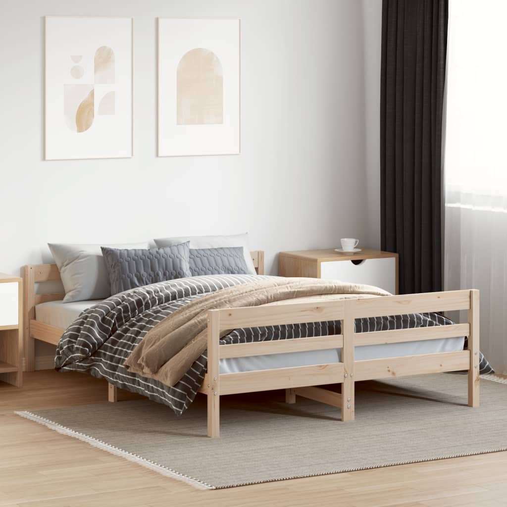 Sängram utan madrass 140x200 cm massiv furu