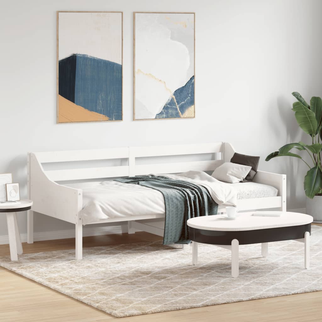 Dagbädd utan madrass vit 90x190 cm massiv furu