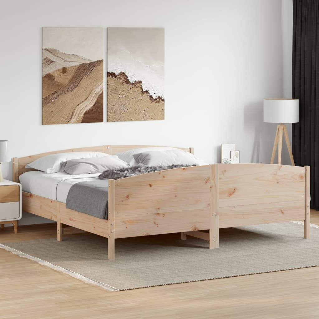 Sängram utan madrass 200x200 cm massiv furu