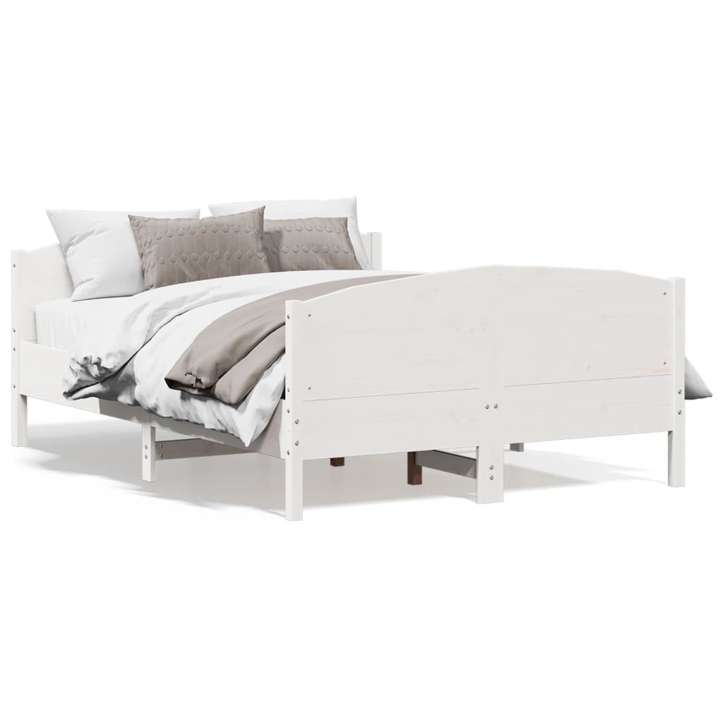 Sängram utan madrass vit 140x190 cm massiv furu