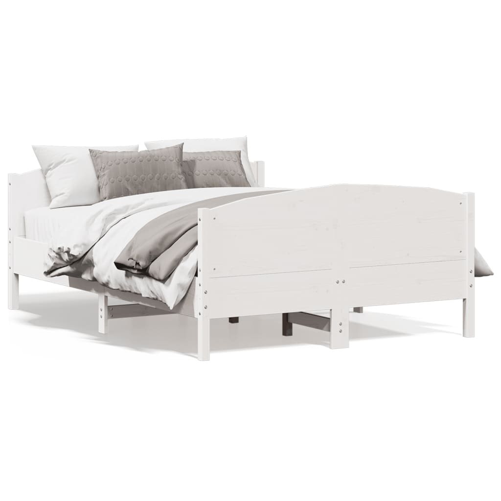 Sängram utan madrass vit 120x190 cm massiv furu