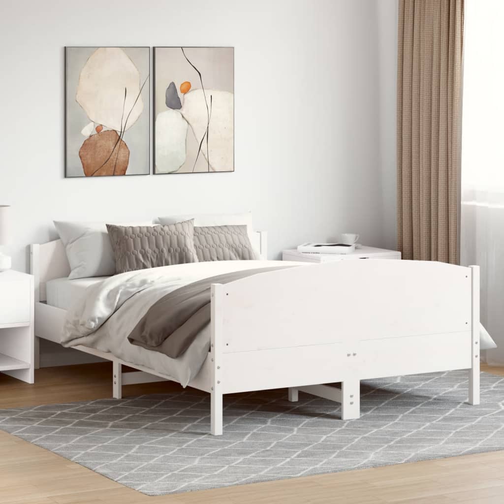 Sängram utan madrass vit 120x190 cm massiv furu
