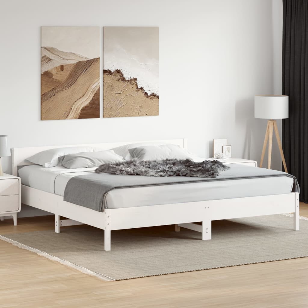 Sängram utan madrass vit 180x200 cm massiv furu