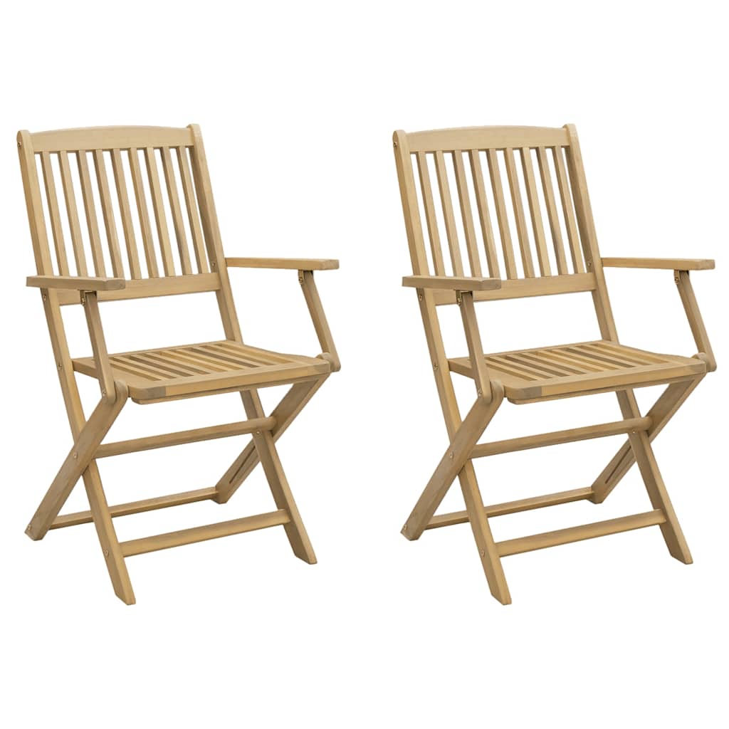 Hopfällbara stolar 2 st 58x54,5x90 cm massivt trä akacia