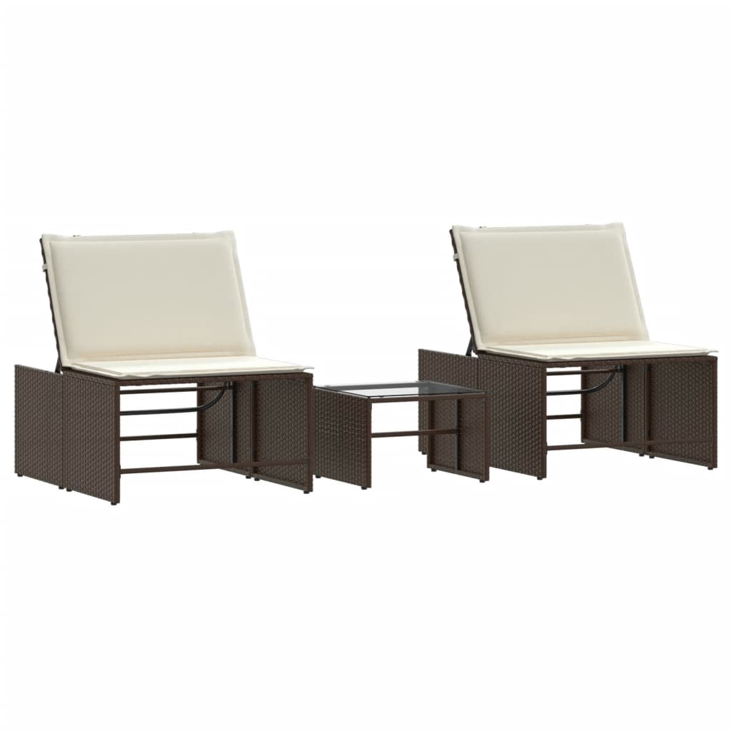 Solstolar 2 st med bord brun konstrotting