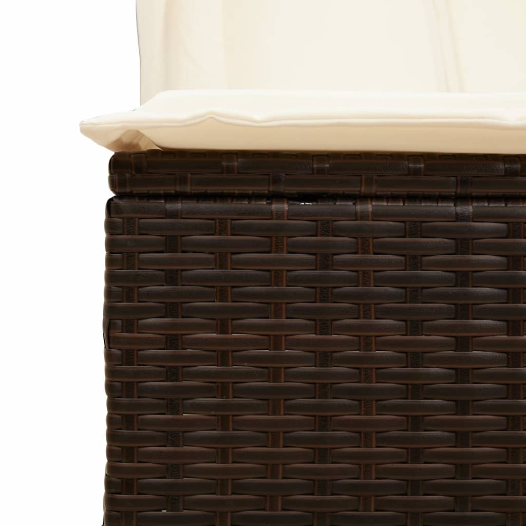 Dubbel solsäng med tak och dynor brun konstrotting