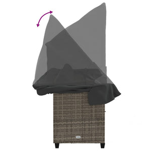 Solsäng med tak och dynor beige konstrotting