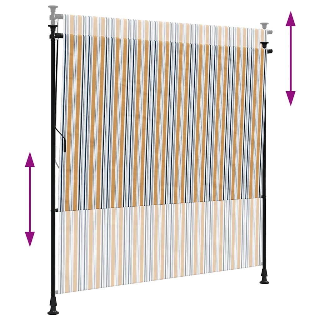Rullgardin utomhus gul och vit 200x270 cm tyg&stål