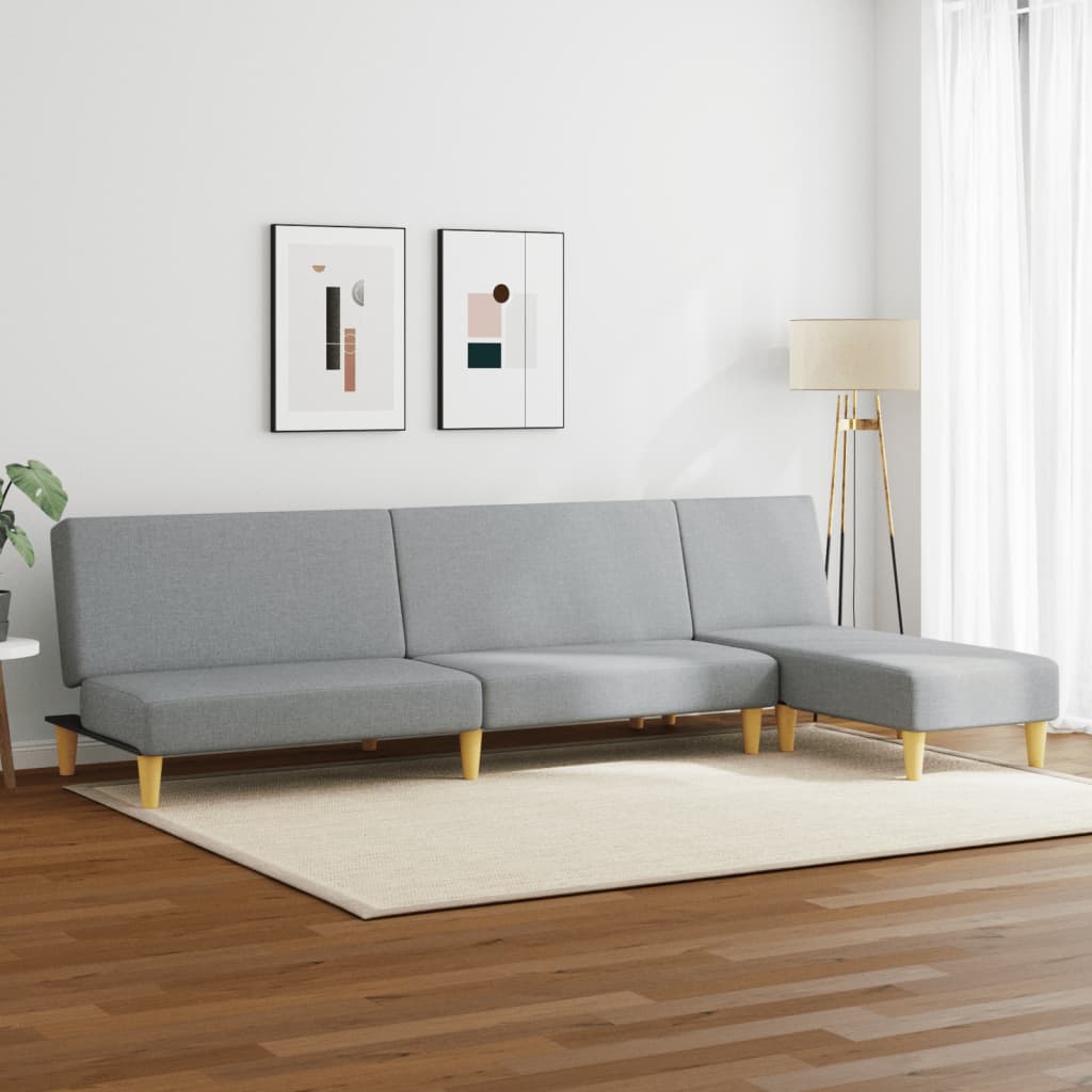 Soffgrupp 2 delar ljusgrå tyg