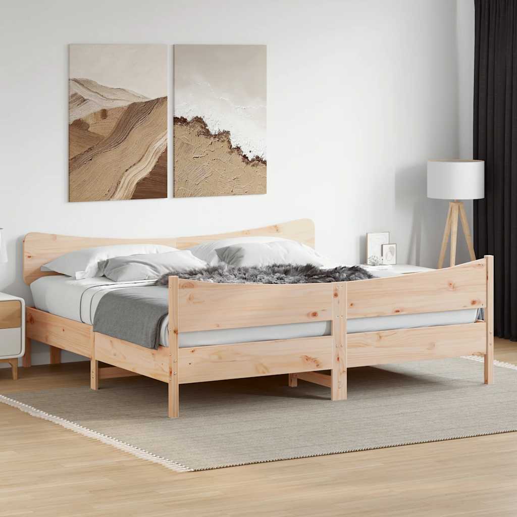 Sängram utan madrass 200x200 cm massiv furu