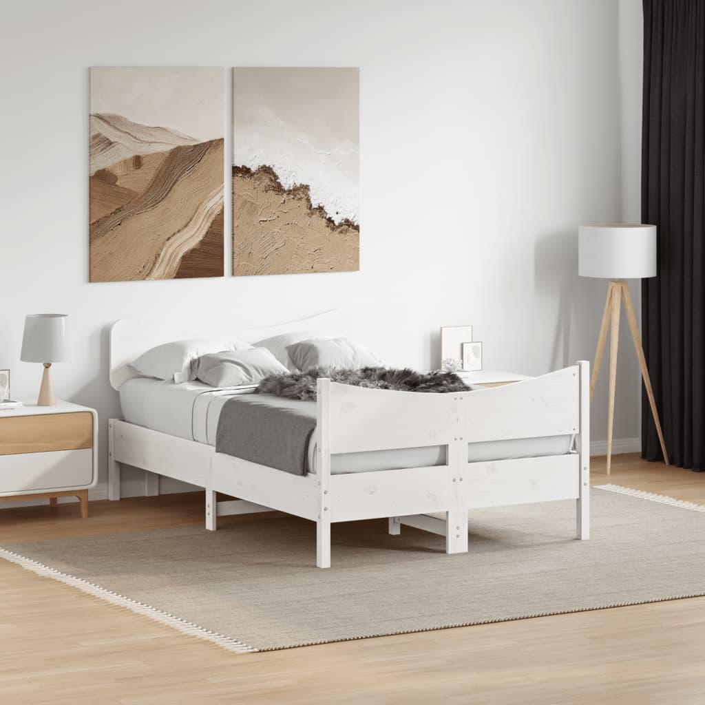 Sängram utan madrass vit 120x200 cm massiv furu
