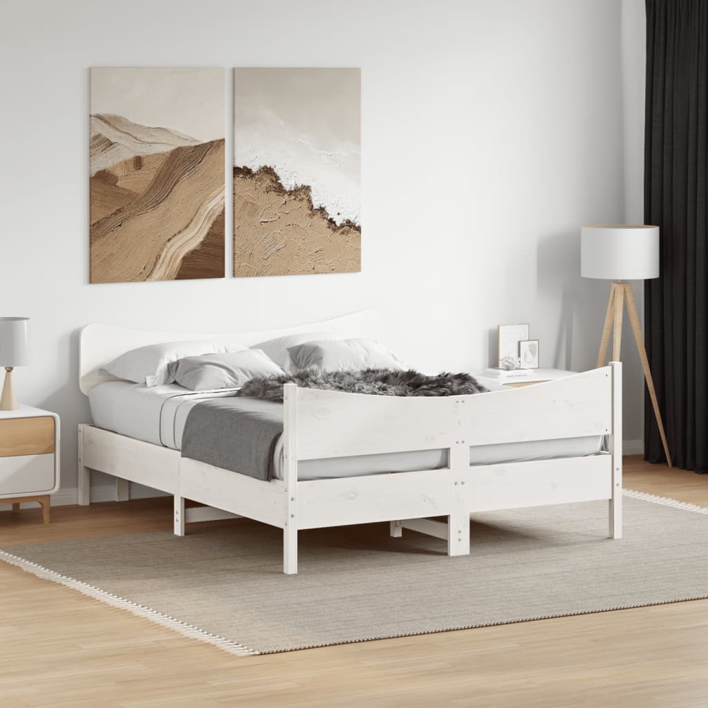 Sängram utan madrass vit 135x190 cm massiv furu