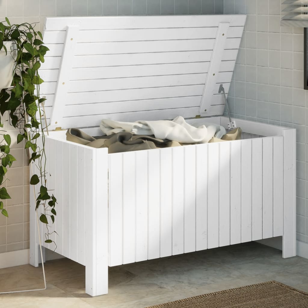 Förvaringslåda med lock RANA vit 100x49x54 cm massiv furu