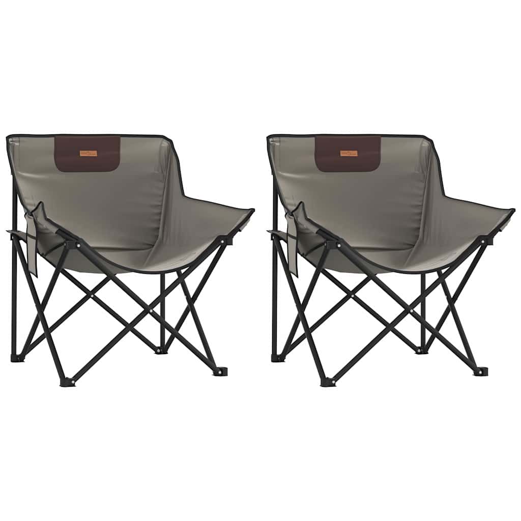 Campingstolar med ficka fällbar 2 st grå