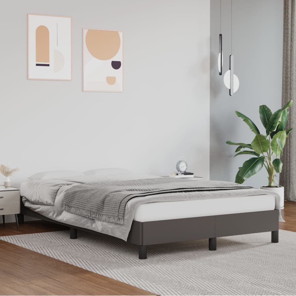 sängram utan madrass grå 120x190 cm konstläder