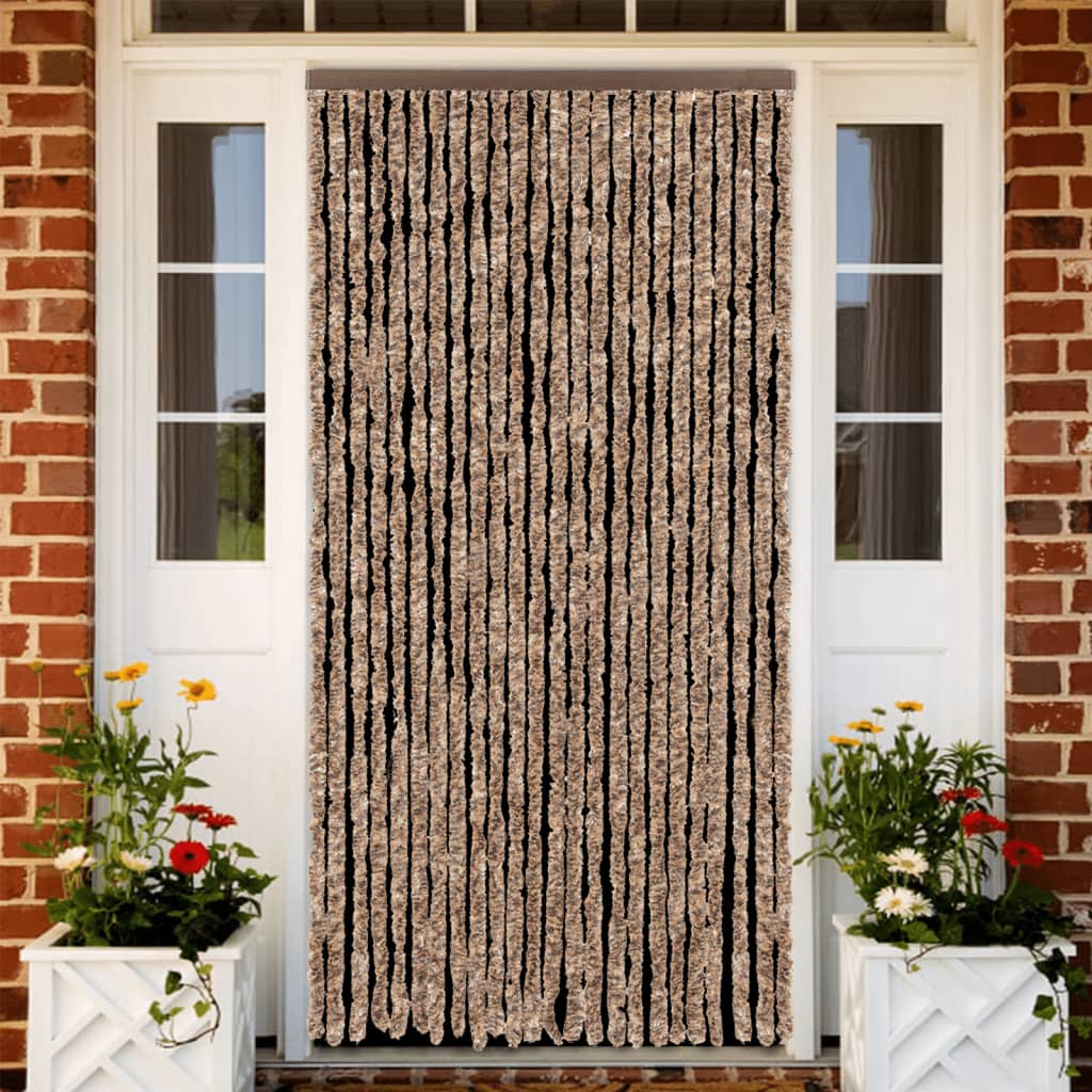 Insektsgardin beige och mörkbrun 100x220 cm chenille