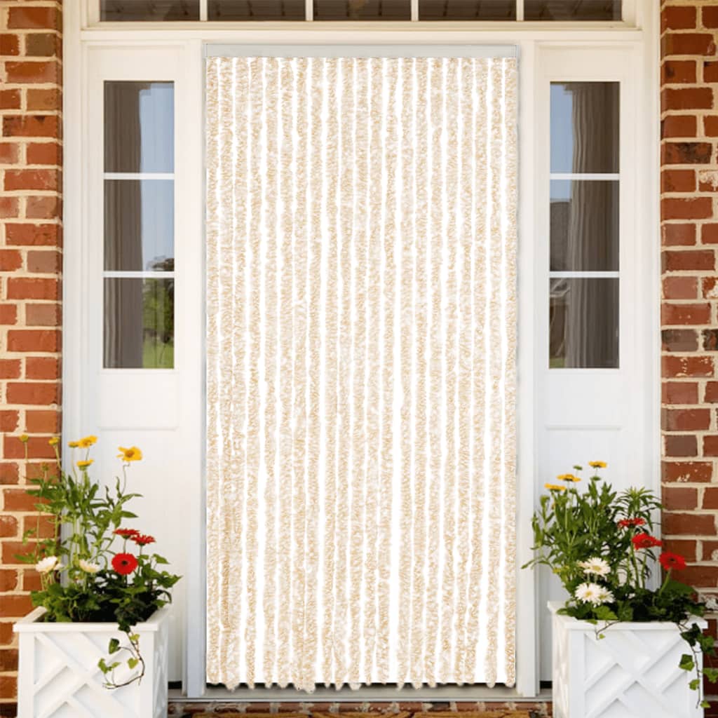 Insektsgardin beige och vit 90x220 cm chenille