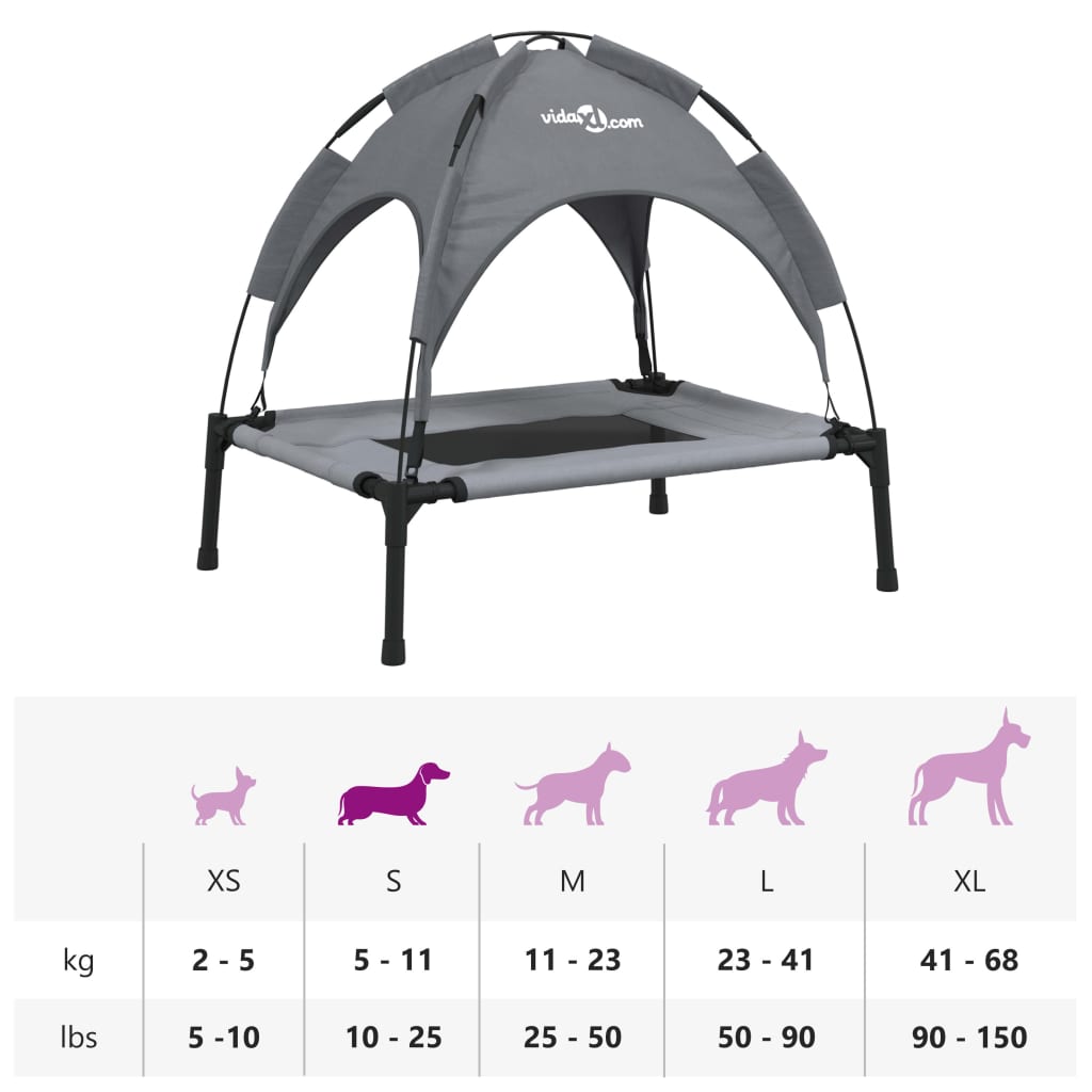 Hundbädd med kapell antracit oxfordtyg och stål