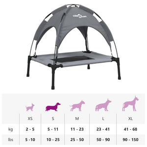 Hundbädd med kapell antracit oxfordtyg och stål