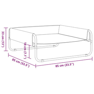 Upphöjd hundbädd antracit oxfordtyg och stål