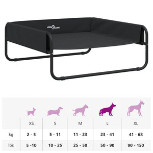 Upphöjd hundbädd antracit oxfordtyg och stål