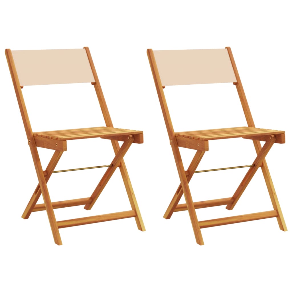 Hopfällbara stolar 2 st beige massivt trä akacia och tyg
