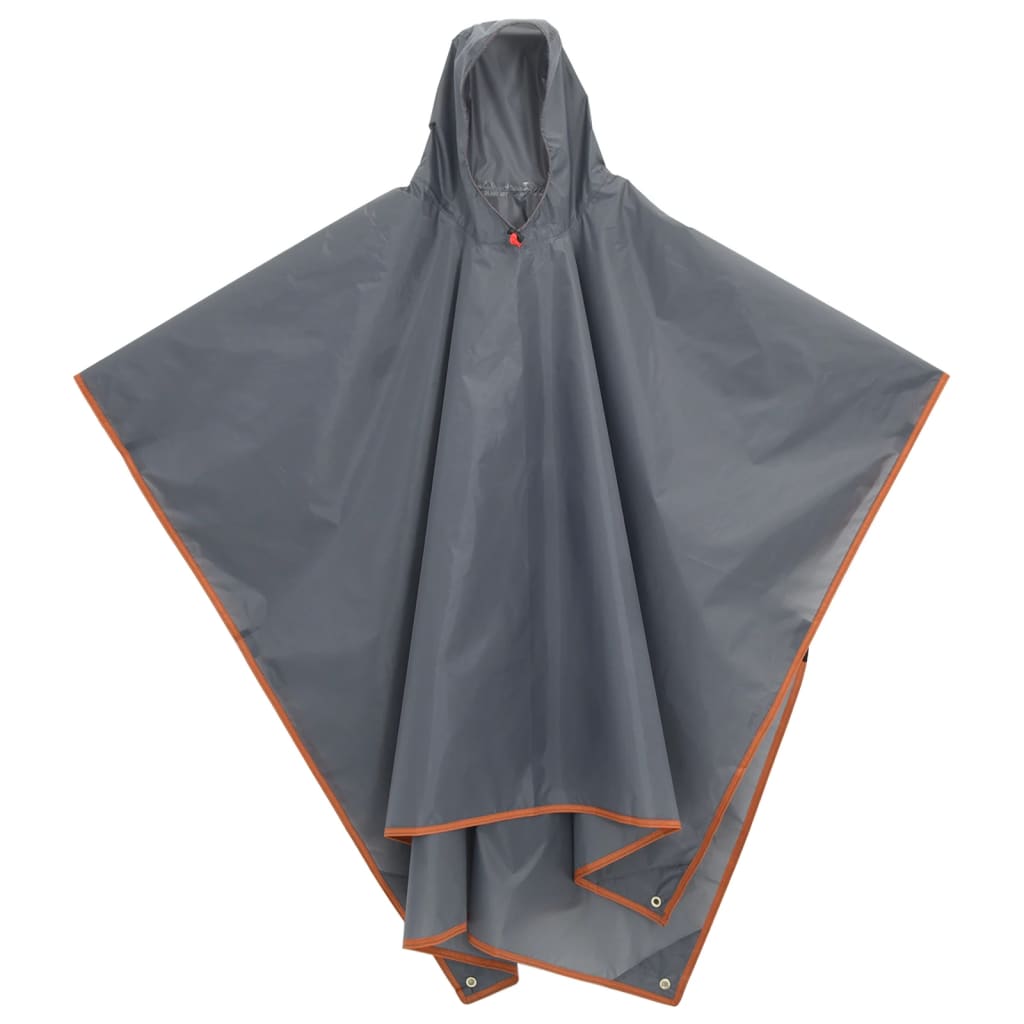 Regnponcho med huva 2-i-1 grå och orange 223x145 cm