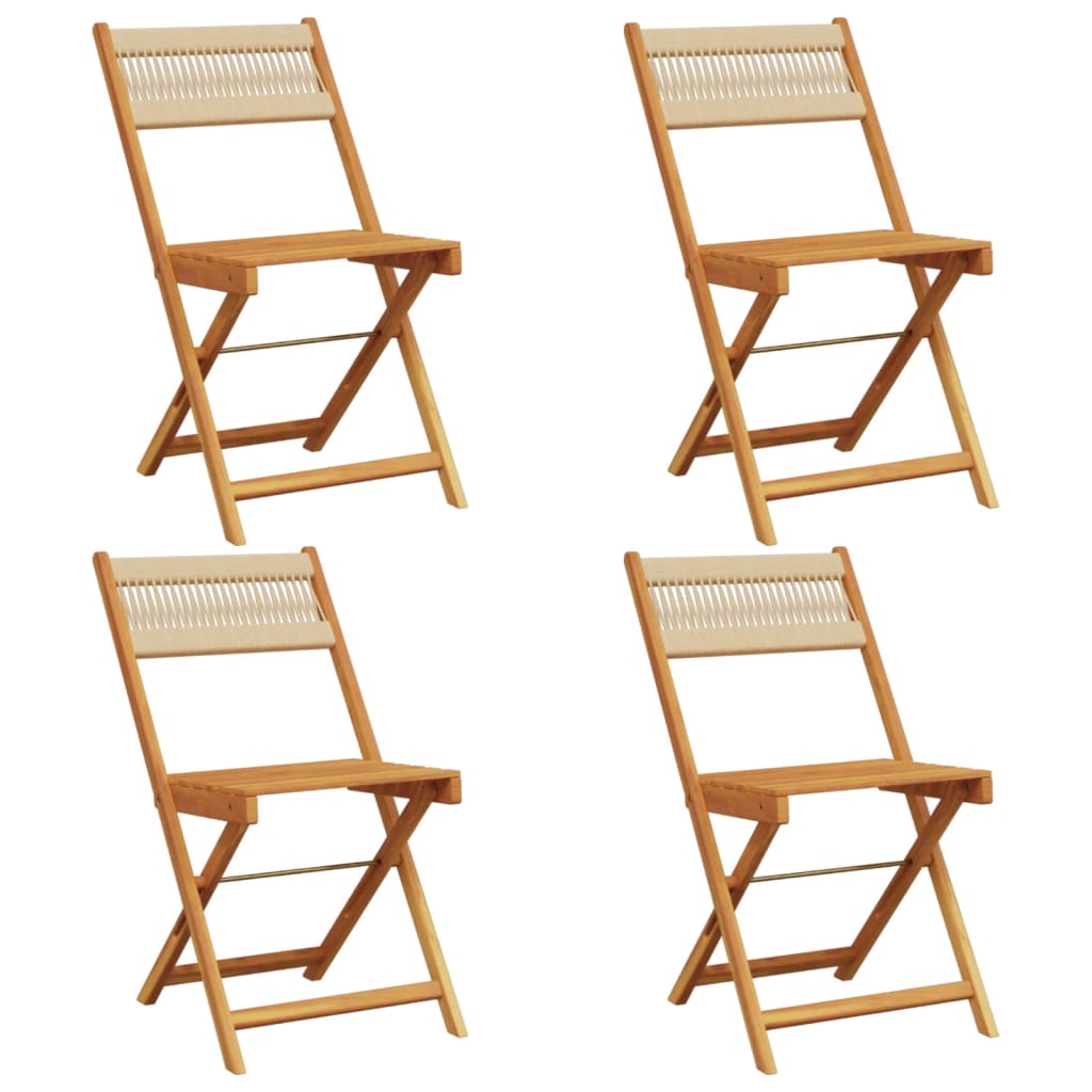 Hopfällbara stolar 4 st beige massivt trä akacia