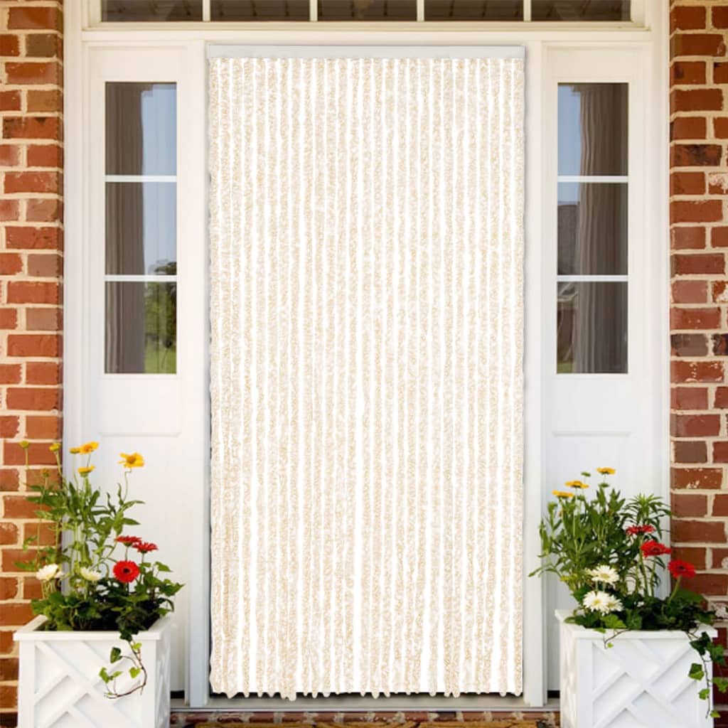 Insektsgardin beige och vit 118x220 cm chenille