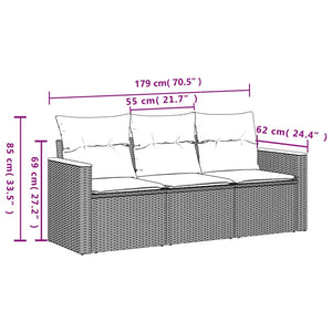 Soffgrupp för trädgård med dynor 3 delar mixbeige konstrotting