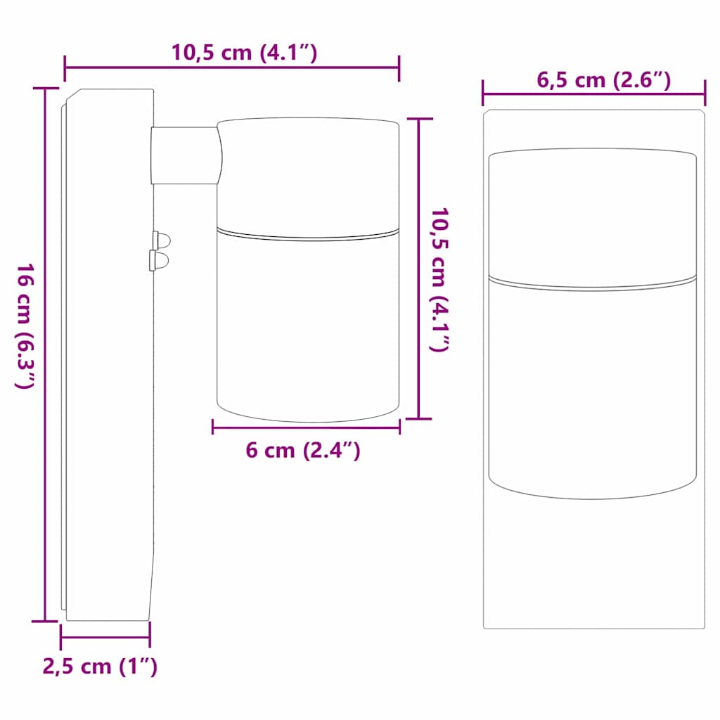 Utomhus vägglampa Silver 6,5 x 10,5 x 16 cm