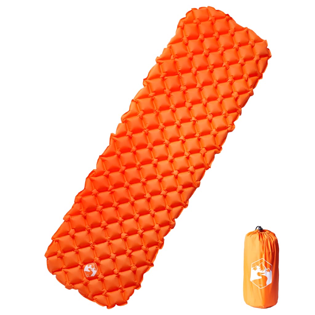 Uppblåsbar campingmadrass 1 person orange 190x58x6 cm