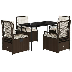 Matgrupp för trädgården med dynor 5 delar brun konstrotting