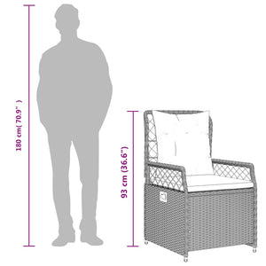 Matgrupp för trädgården 3 delar med dynor beige konstrotting