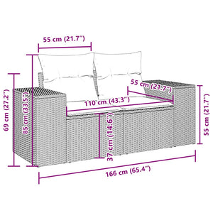 Loungegrupp för trädgården m dynor 5 delar konstrotting ljusgrå