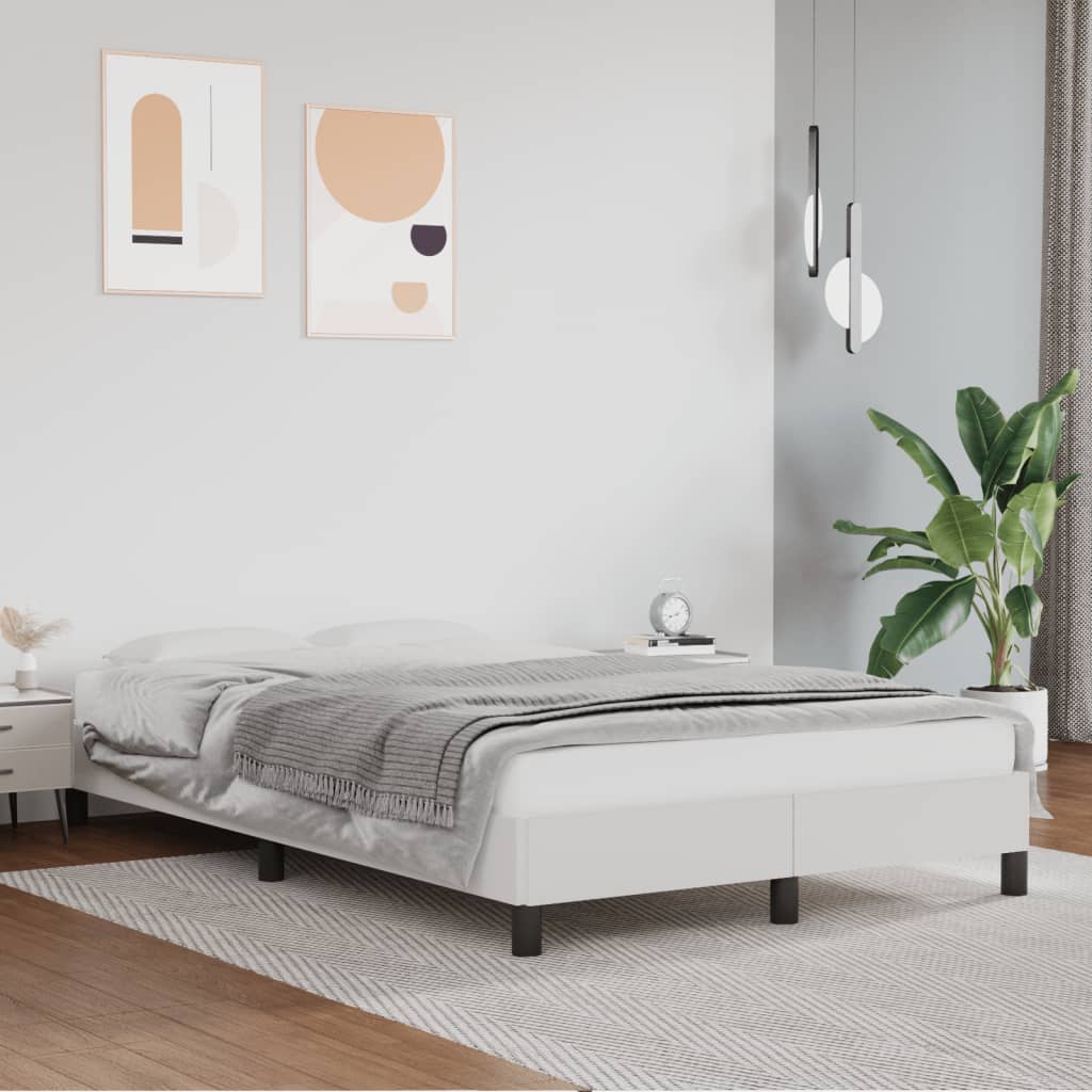 sängram utan madrass vit 120x190 cm konstläder