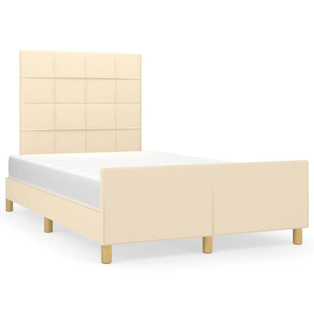 sängram utan madrass gräddvit 120x190 cm tyg