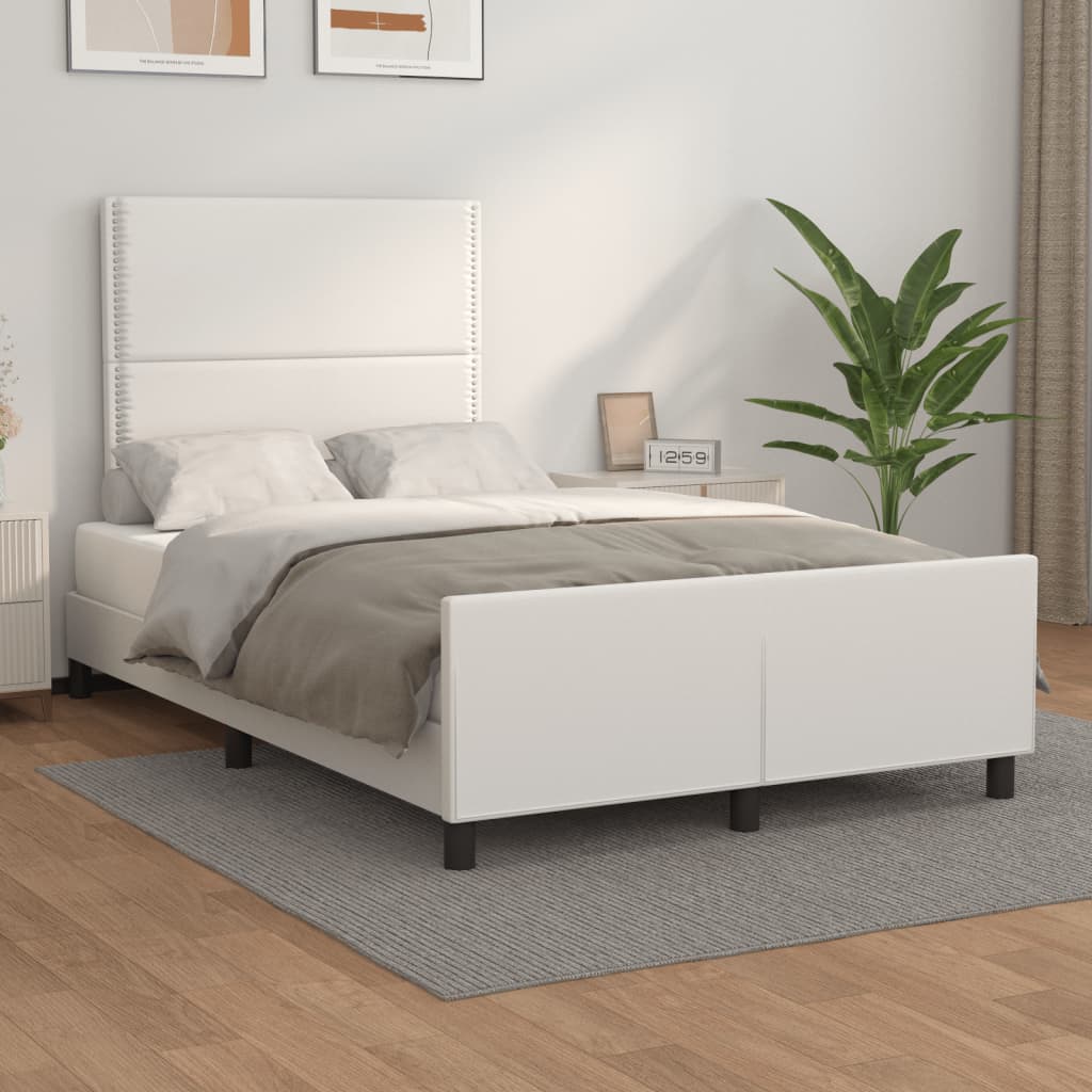 sängram utan madrass vit 120x190 cm konstläder