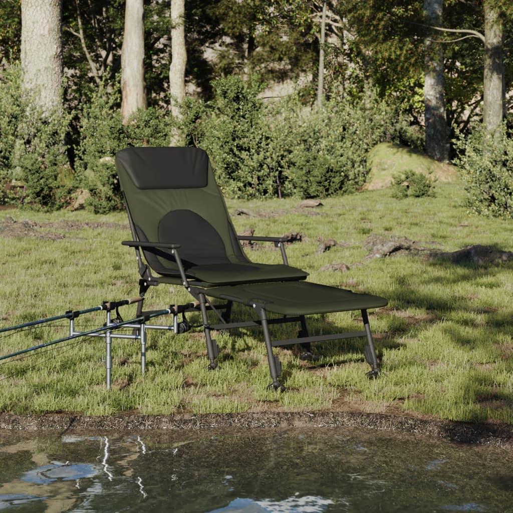 Liggande fiskestol med justerbara ben hopfällbar grön