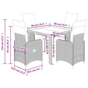 Caféset med dynor 5 delar konstrotting grå