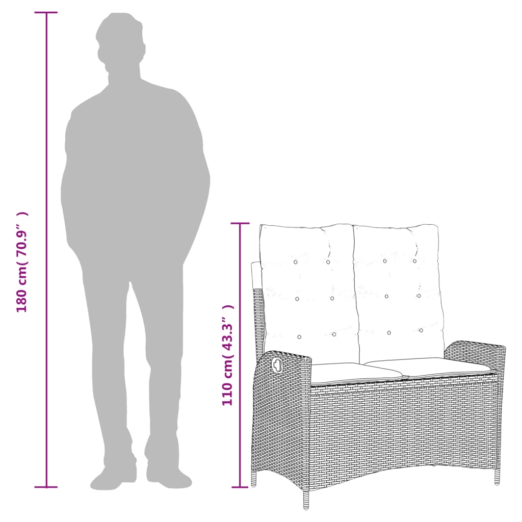 Matgrupp för trädgården med dynor 2 delar svart konstrottning