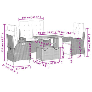 Soffgrupp för trädgården med dynor 4 delar beige konstrotting