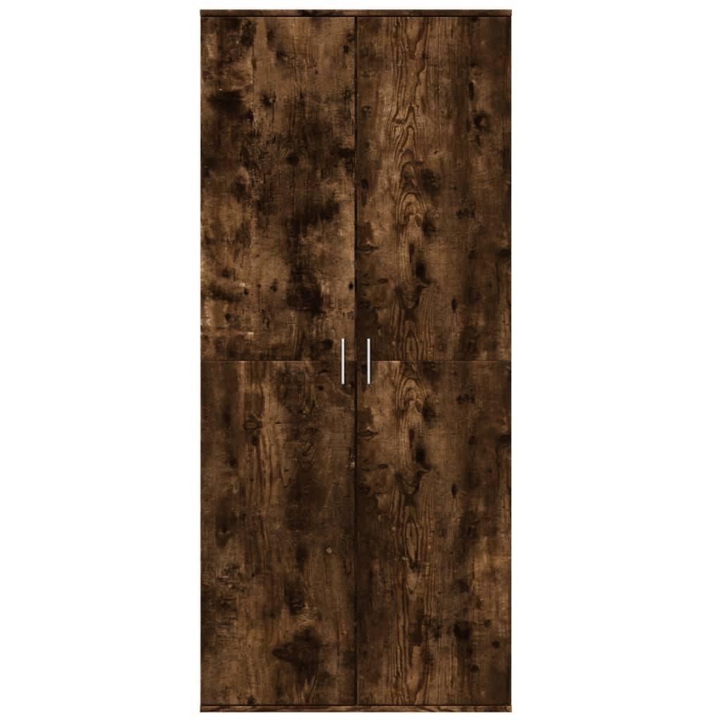 Högskåp rökfärgad ek 80x35x180 cm konstruerat trä