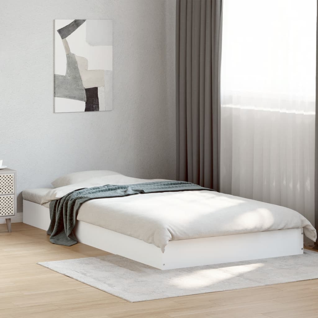 Sängram vit 90x190 cm konstruerat trä