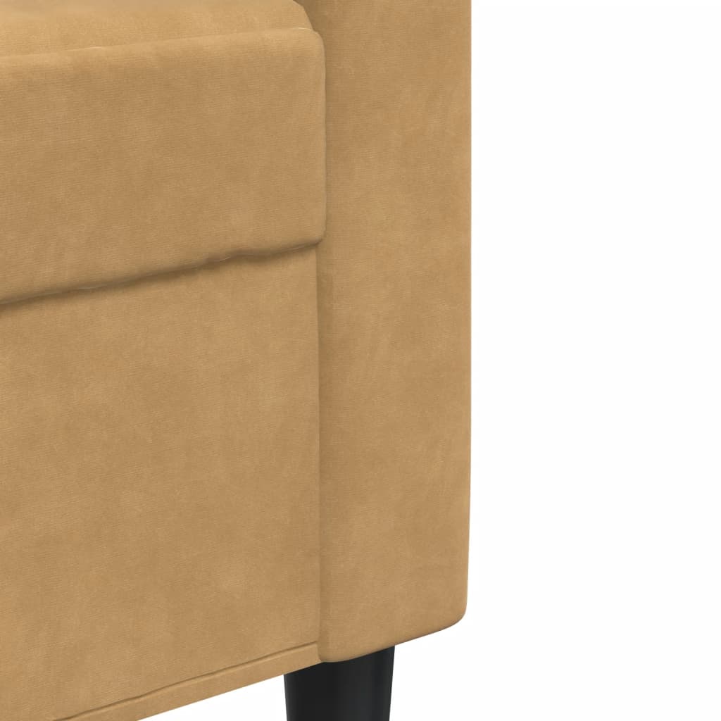 Soffgrupp med dynor 3 delar brun sammet