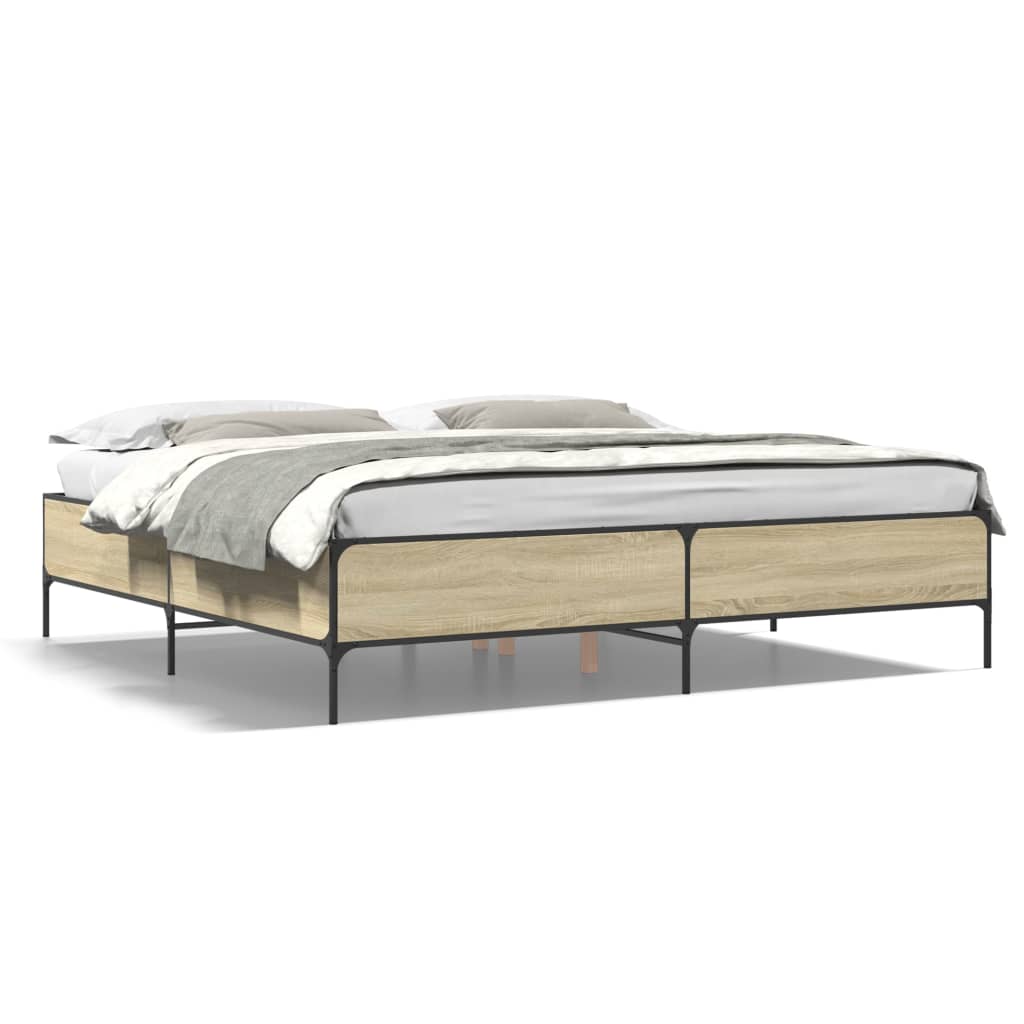 Sängram sonoma-ek 180x200 cm konstruerat trä och metall