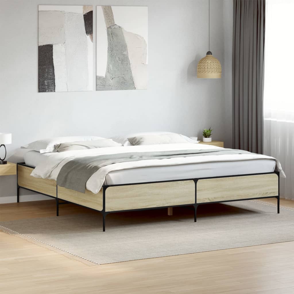 Sängram sonoma-ek 180x200 cm konstruerat trä och metall