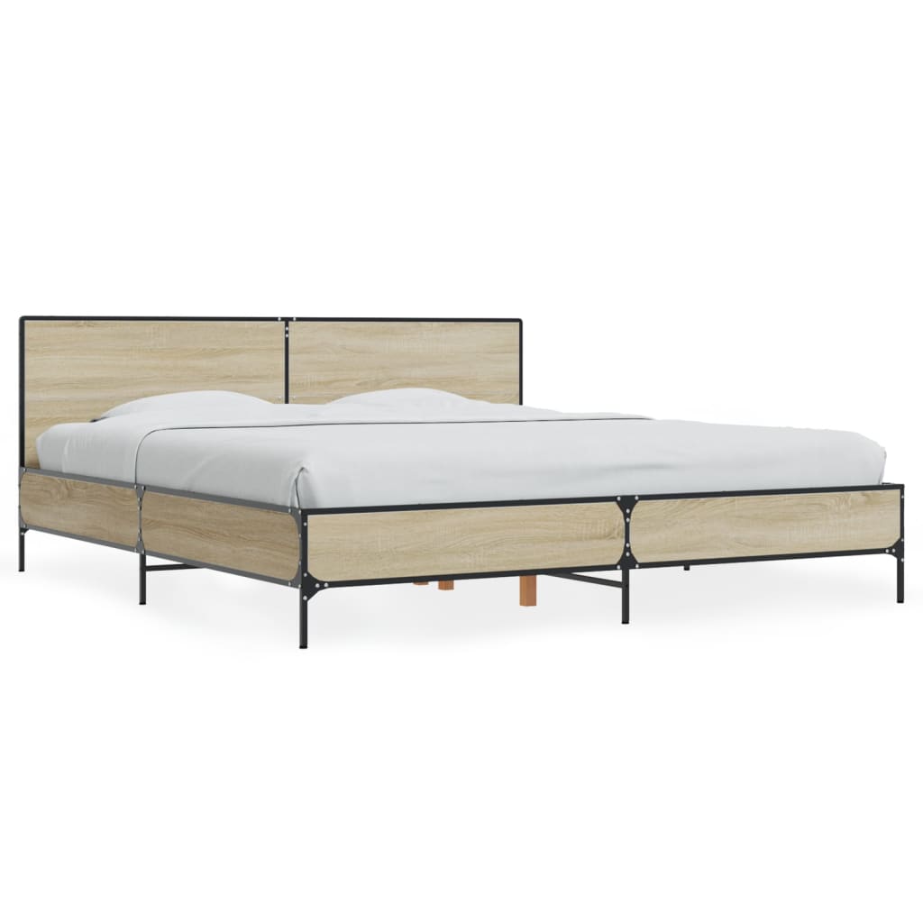 Sängram sonoma-ek 180x200 cm konstruerat trä och metall