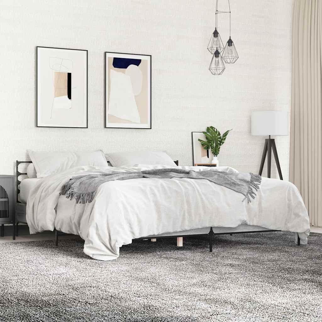 Sängram grå sonoma 200x200 cm konstruerat trä och metall